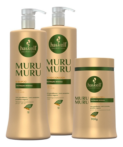 Kit Haskell Murumuru Shampoo Condicionador Mascara 1l/1kg