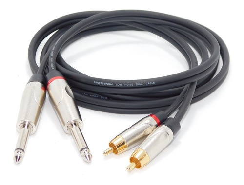 Cable  Audio 2 Plug 6,5 Mono A 2 Rca  Hq Gold Low Noise 3mts