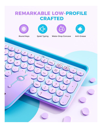 Seenda Teclado Y Mouse Bluetooth Para Ipad, Bluetooth + Con Azul Púrpura (kbratón).