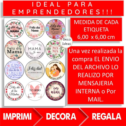 Imagen 3 de 4 de Dia De La Madre Imprimible 2 Pdf Emprendedores Tags Tarjetas