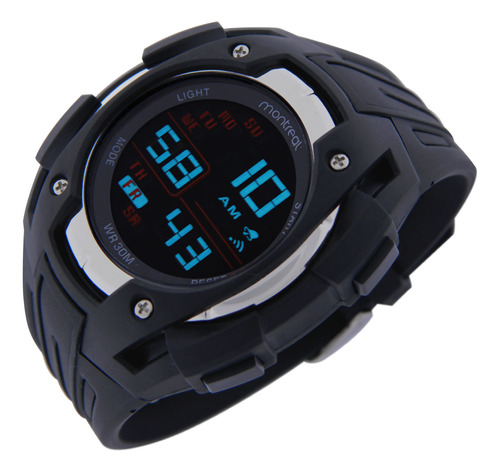 Reloj Montreal Hombre Ml1679 Digital Crono Alarma Luz Fecha