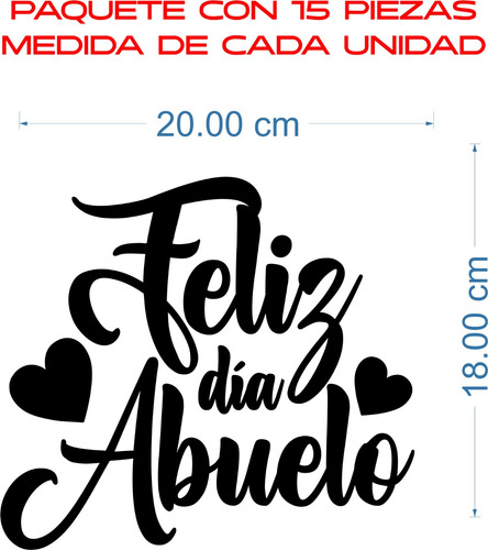 Calca Sticker Feliz Día Abuelo Para Globos 15 Piezas