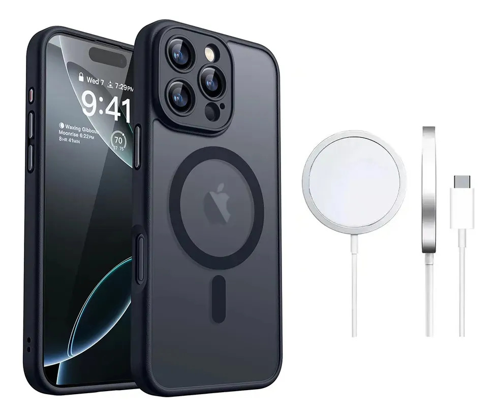 Imagen de Funda Uso Rudo para iPhone 16 Pro Max Negra con MagSafe y Carga Inalámbrica Zacateq