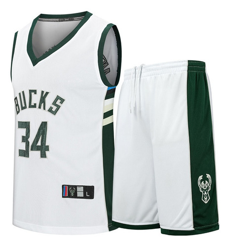 A Conjunto Bordado De Camiseta De Baloncesto Bucks No. 34