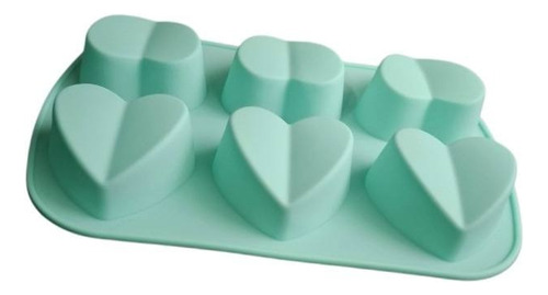 * Molde Silicon 6 Corazones Doblados Sn Valentin Choco Jabon