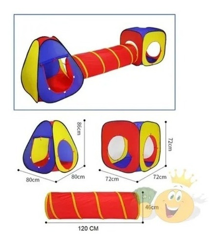 Imagen 3 de 5 de Juego Infantil Tunel Cubo Y Carpa Muy Colorido 3 Piezas