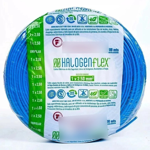 Cable Libre Halógeno  Celeste 4mm 100 Metros Fonseca