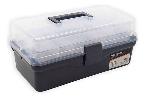 Caja Organizadora Cop-2b01 Kushiro 2 Bandejas Internas Color Negro / Transparente