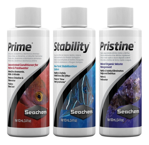 Kit Seachem Prime, Stability, Pristine De 100ml