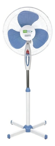 Ventilador De Pie Pedestal Oscilante De 16 Pulgadas 3 Aspas 40 Cm Blanco Azul Plástico 3