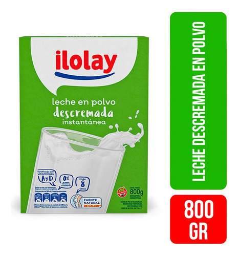 Leche En Polvo Descremada Ilolay Instantanea Sin Tacc 800 Gr