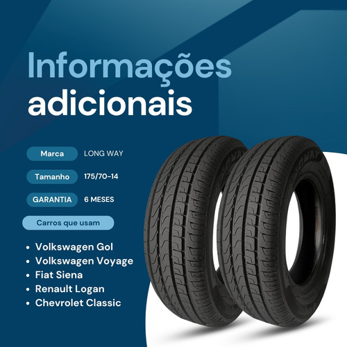Kit 2 Pneus 175/70r14 Aro14 Inmetro + Cabo De Bateria Brinde