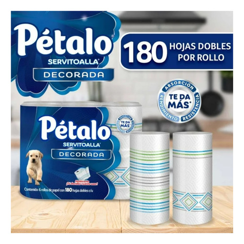 Servitoalla Pétalo Multicorte 6 Rollos De 180 Hojas Drop002