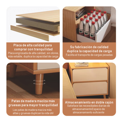 Mesa De Noche Compacta Moderna Organizador De Dormitorio Blanco