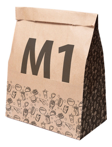 Saco De Papel Fast Food Delivery M1 35x28x18cm - 50 Unidades