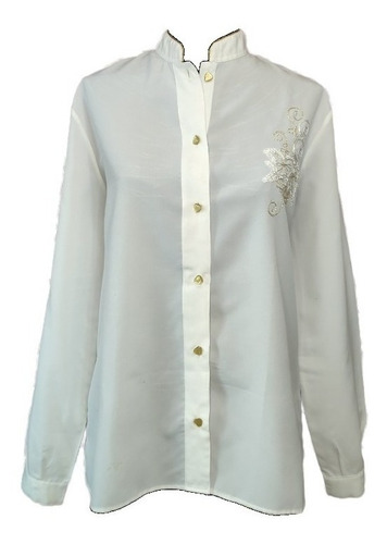 Camisa Manga Alrga Blanca Y Dorada - Camisa Papa