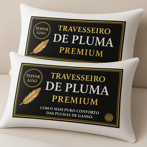 Kit 2 Travesseiros Macios Pena De Ganso Fibra Sintética Confortável Branco Macio Sustentavel Toque De Plumas Costuras Reforçadas