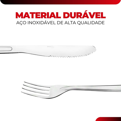 Kit Jogo 12 Garfos 12 Facas Aço Inox De Mesa Faqueiro Jantar Restaurante Buffet Lanchonete 24 Peças Tippi