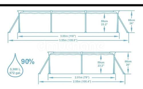 Alberca Rectangular Estructural Bestway 3.00 X 2.01 X 66 Azul