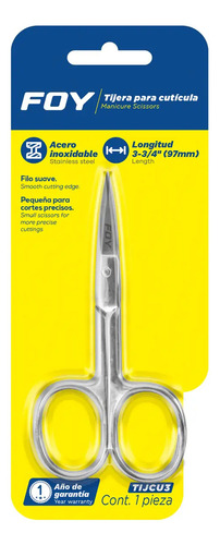 Tijera Foy Tijcu3 Para Cuticula 97 Mm Acero Inoxidable