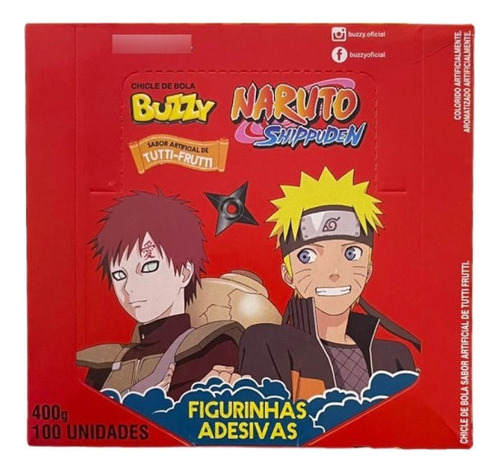Caixa Chicle Buzzy Naruto Tutti Frutti - 3 Caixas