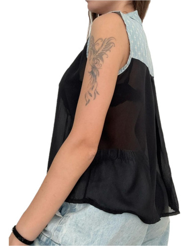Musculosa Gasa Con Cuellito Y Botones Moda
