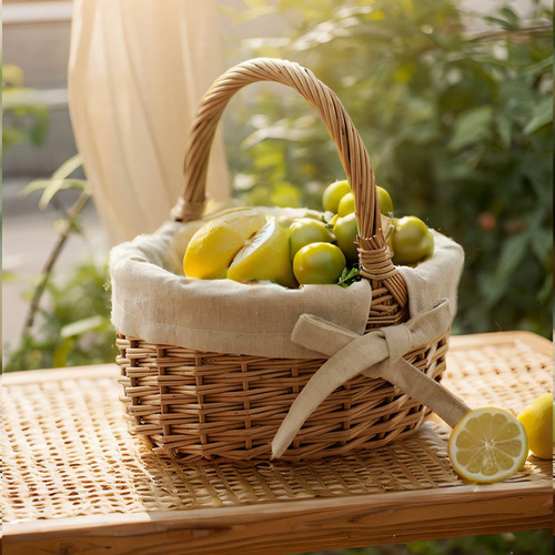 Mini Cesta Tejida Con Asa, Cesta De Mimbre Para Picnic,