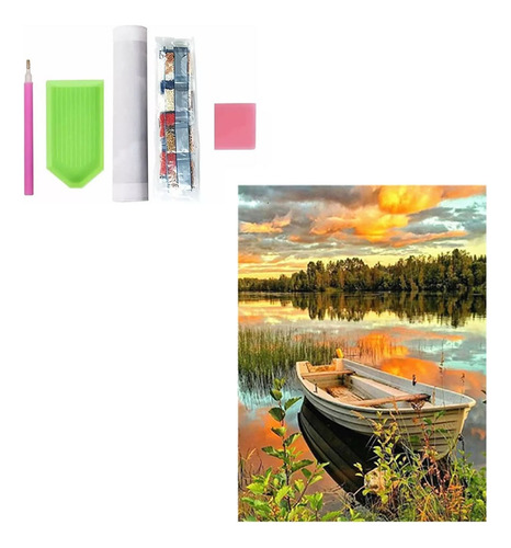 T Manualidades De Pintura Con Diamantes Diy 30x40 - Barco