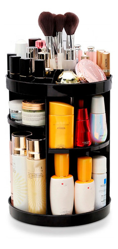 Organizador de maquillaje 360° con separadores, color negro