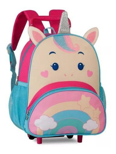 Mochila Carrinho Rodinhas Infantil Clio Pets Hop Zoo Escolar