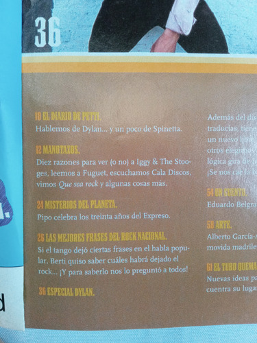 Revista Antigua * La Mano * N° 30 Año 2006 Rock Dylan Musica (Usado)