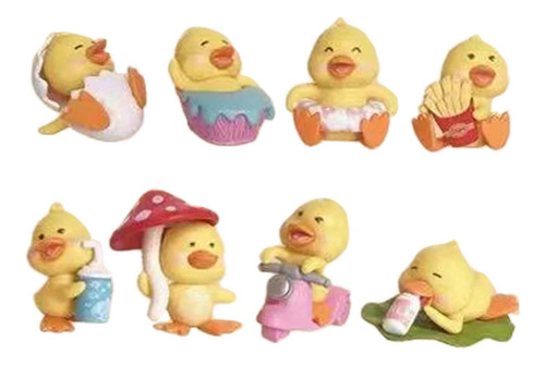 8 Minifiguras De, Lindas Mini Estatuas, Decoración Amarillo