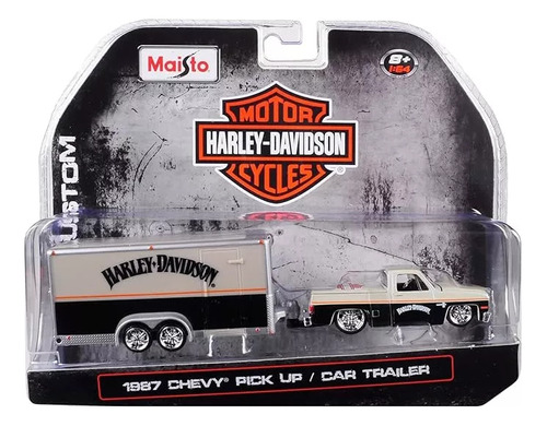 Maisto 1/64 Harley Davidson 1987 Chevy Pick Up And Trailer S