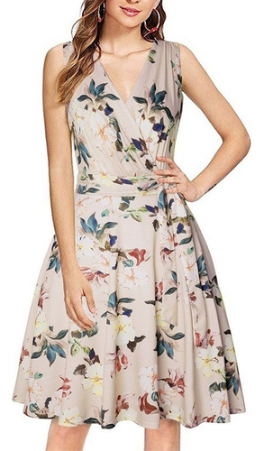 Sin Mangas Floral Casual Verano Maternidad Wrap Vestido Seño