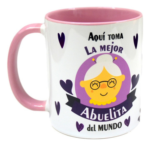 Taza De Ceramica, La Mejor Abuelita, Interior De Color, 11oz