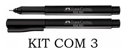 Kit Com 3 Caneta Fine Pen 0.4mm Faber-castell Mapa Desenho