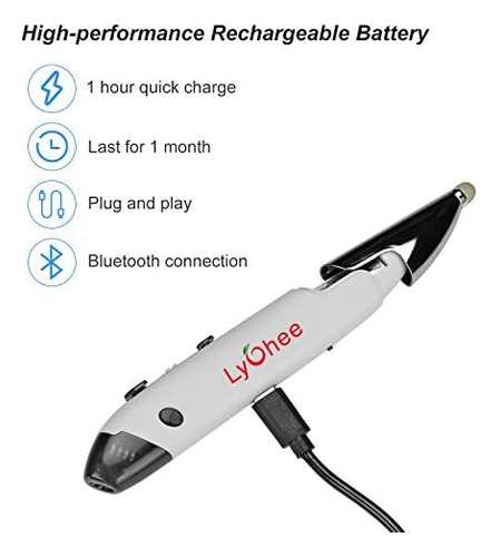 Lychee Pocket Pen Mouse Recargable, Ratón Óptico Ergonómico
