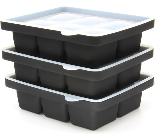 3 Peças Forma Gelo Cubo Com Tampa Rígida Flexível Fundo De S