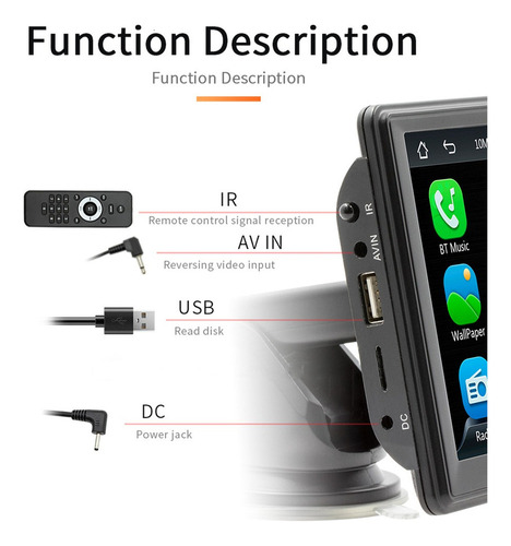//reproductor Estéreo Portátil Para Coche Con Carplay Y Andr