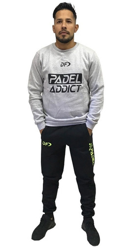 Imagen 2 de 4 de Buzo Padel Addict Gris + Pantalon Padel Negro Conjunto