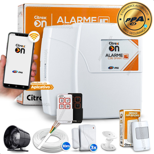 Kit Alarme S/ Fio Wifi Residencial 4 Sensores App Celular