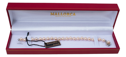 Pulsera De Perla De Mallorca De 19cm/7 Mm - Oriente Rosado