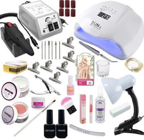 Kit Unha Gel Completo Cabine Lixa Bivolt  Alongamento