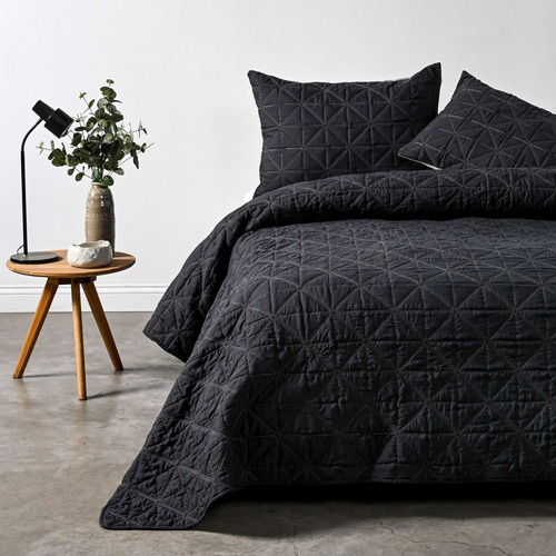 Quilt Fendi Bicolor 3 Plazas Grafito/lino E&co Marca Cannon