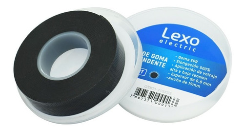 Cinta Electrica De Goma Autofundente Lexo Negra 19mm X 5mts