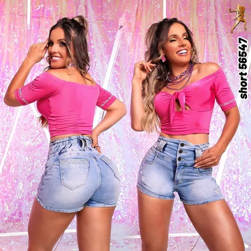 Short Rhero Jeans 56547 Feminino Cintura Alta Ver o Rhero
