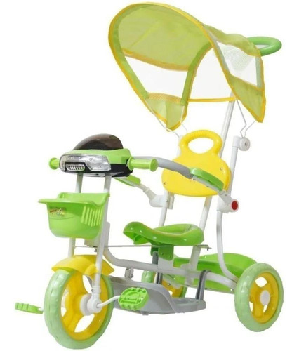 Triciclo Infantil Com Empurrador Pedal E Capo Verde