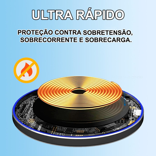 Carregador Turbo De Indução Compatível Com iPhone 11 12 13 14 Samsung Motorola