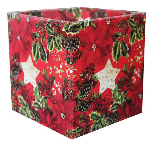 10 Cachepôs Grandes Quadrados Papel Estampado Star Natal