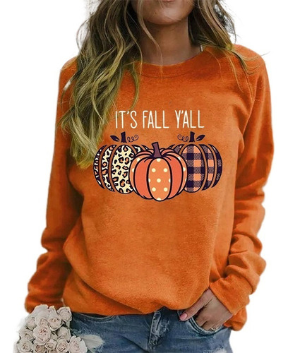 Señoras Sudadera Halloween Calabaza Imprimir Moda Casual